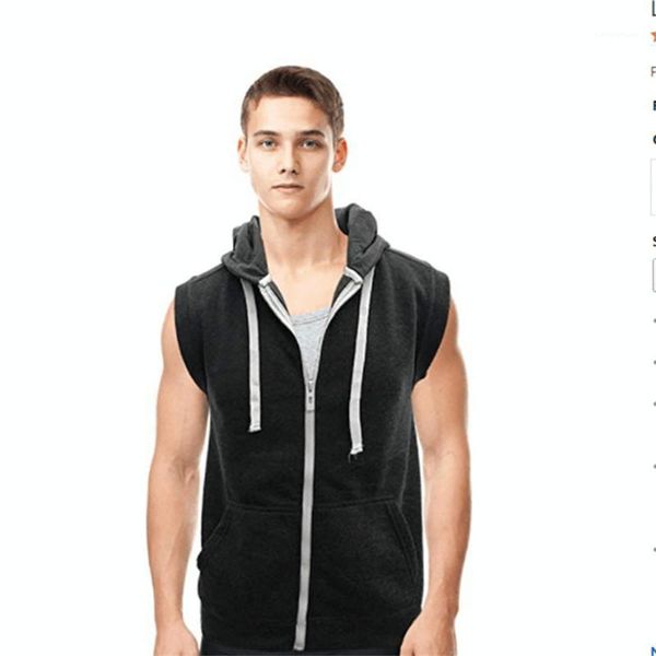 

sleeveless lightweight zpper tshirt mens gym workout vest casual clothing mens fashion designer tshirt hooded vest, White;black
