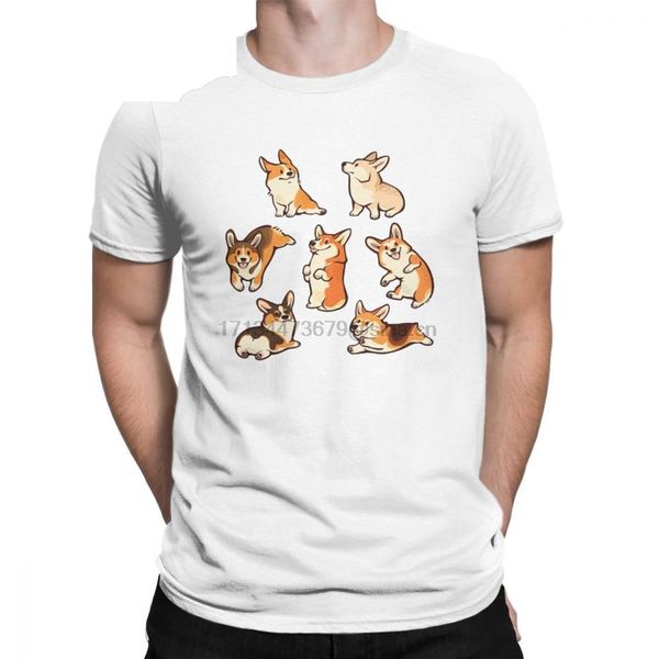 

lovey corgis dog lover puppy t-shirts for men leisure pure cotton tees round neck t shirt graphic printed clothing plus size