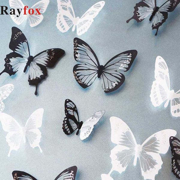 

party decoration 18pcs/lot 3d effect crystal butterflies wall sticker beautiful butterfly art decals room home on the