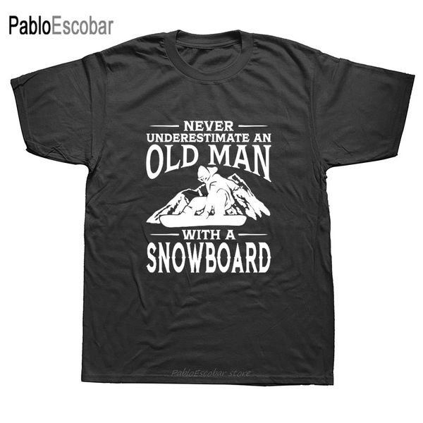 

never underestimate an old man with snowboard t-shirt mens short sleeves oversized streetwear hip hop printed t shirts tees