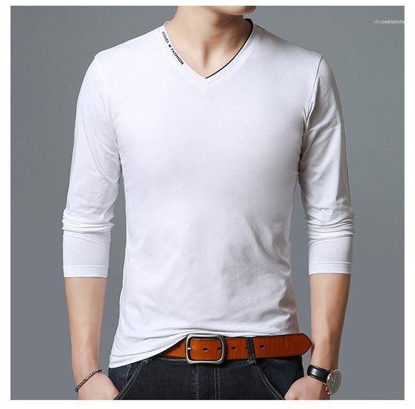 

t-shirt men's clothing designer fashion mens t-shirt spring loose teeneger tees solid color v-neck clothes casual, White;black