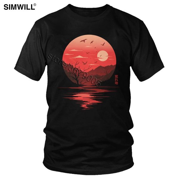 

trendy new arrival t-shirt men cotton wilderness mountain tee short sleeve summer sunrise casual t shirt streetwear clothing