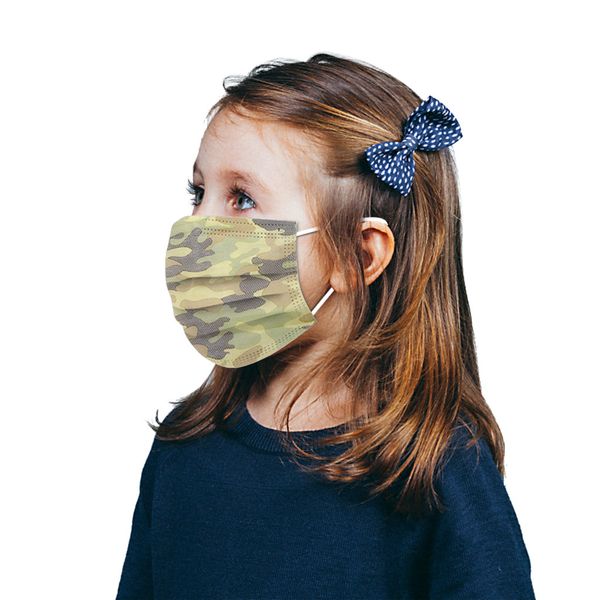 

DHL Free shipping Children Kids Disposable Masks Camouflage Floral Print Masks 3 Layers Protection Mask Boys And Girls Earloop Mascherine