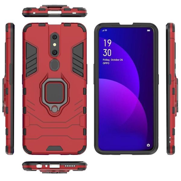 

armor 2 in 1magnetic car holder kickstand finger ring shockproof cover case for oppo f11 pro