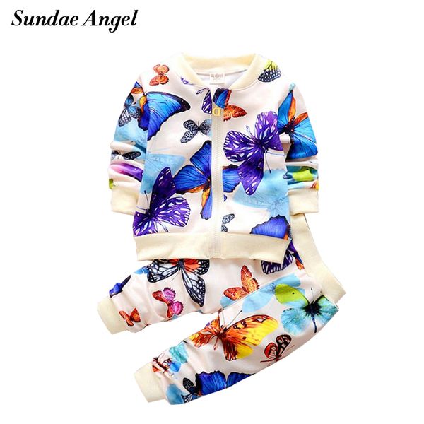 

sundae angel kid baby girl t-shirt+pants suit sets polyes outfits clothing outerwear long sleeve character coat children clothes, White