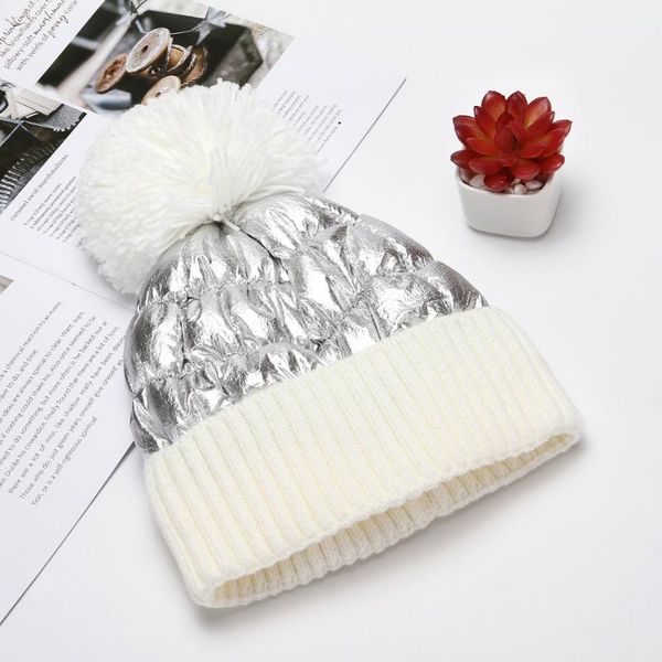 

beanie/skull caps 2021 winter hats for women thick bling knitted beanies hat girls autumn female hairball pink white warmer bonnet casual ca, Blue;gray