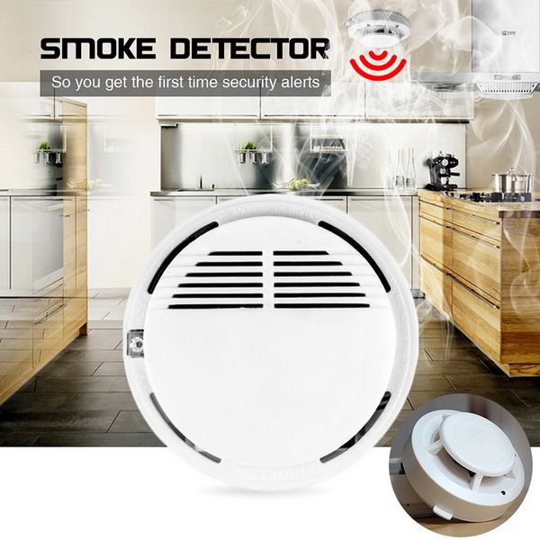 

alarm smoke detector fire sensitive detector home security wireless alarm smoke sensor fire equipment, Black;white