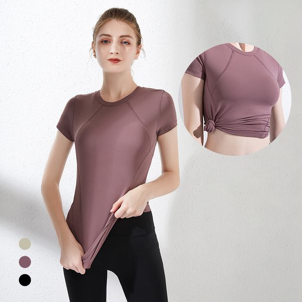 

new sports women's round neck slim slimming running yoga wear short-sleeved quick-drying breathable fitness t-shirt, White;red