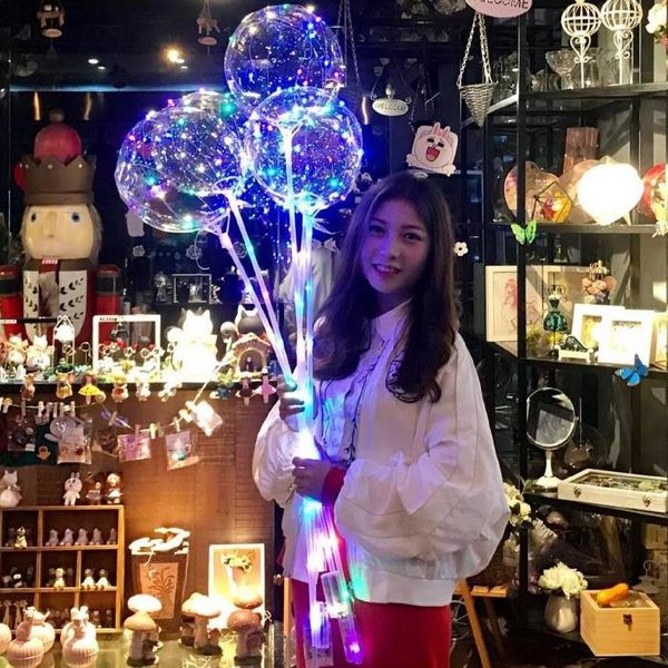 

led bobo balloon with 31.5inch stick 3m string balloon led light christmas halloween birthday balloons party decor bobo balloons dhl free
