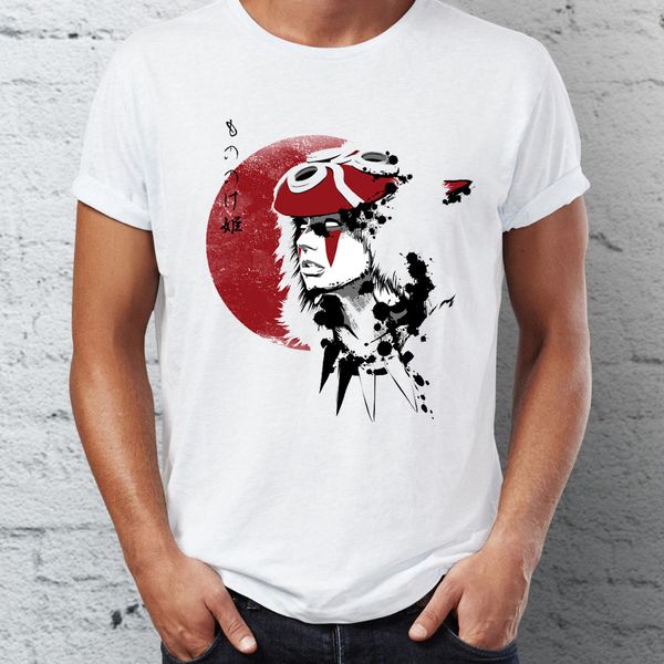 

men's t shirt under the red sun princess mononoke ai art awesome tee