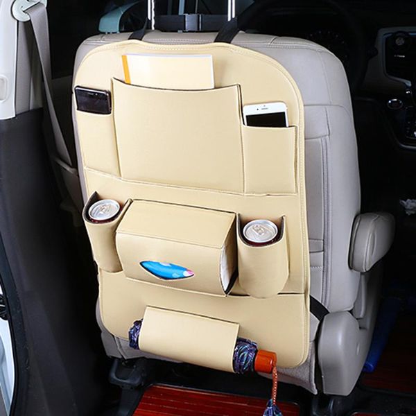 

pu leather pad bag car seat back organizer foldable multi-pocket travel storage bag car seat storage stowing tidying