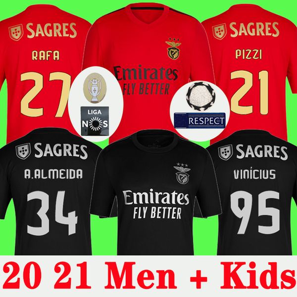 

бенфика футбол джерси дом вдали 20 21 виниций pizzi rafa сеферович 2020 2021 camisola де futebol футбол рубашку мужчины дети комплект, Black;yellow