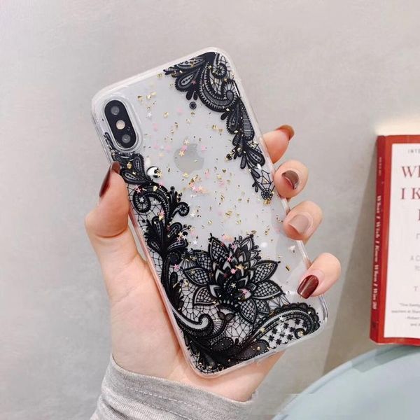 

sequin for samsung s20 ultra s20 s10 note 20 10 9 s9 foil confetti flower soft tpu case flake mandala lace henna floral fashion phone cover