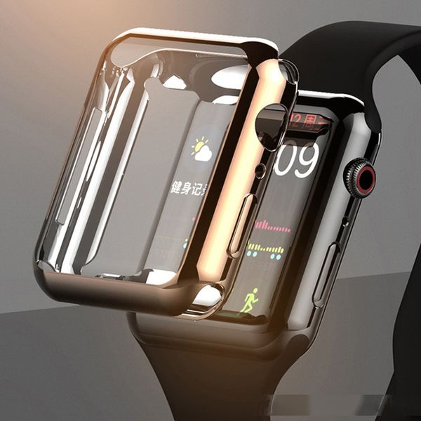 

luxury 360 slim plating watch cover for apple watch case 5 4 3 2 1 42mm 38mm clear soft tpu screen protector cover