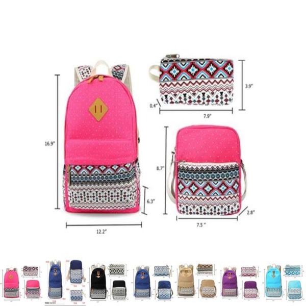 

canvas for case girl boy backpack lapand pen teen student bags and bookbag shoulder with lightweight school bright 3pcs bag pink yxlxs