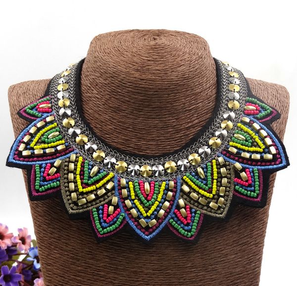 

chokers 2021 fashion female vintage choker pendants&necklaces big boho necklaces ethnic bohemian jewelry statement tribal colorful, Golden;silver