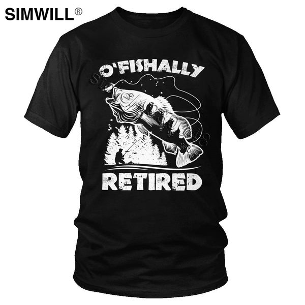 

men's funny retirement fishing t shirt cool ofishally fish gifts o'fishally retired t-shirts plus size short sleeves cotton tee