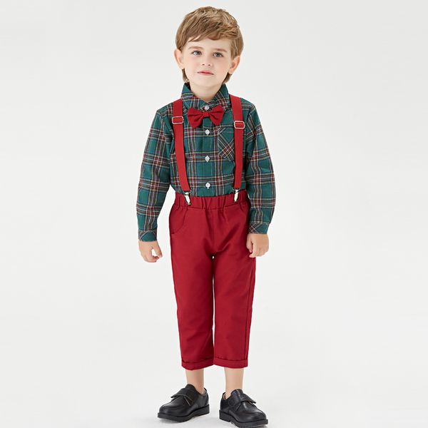 

3-8y toddler boys suits 2pcs suit boy's long-sleeved shirt+trousers 2020 autumn children's kids clothing sets children's outf, White