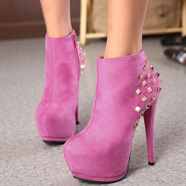 

karin brand new fetish extreme high heels women shoes winter rivets platform party prom nightclub boots female, Black