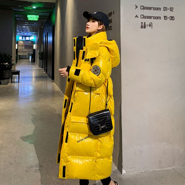 

women hooded glossy winter jackets waterproof female jacket fashion down cotton coat long reflective jacket warm parkas pj800, Black