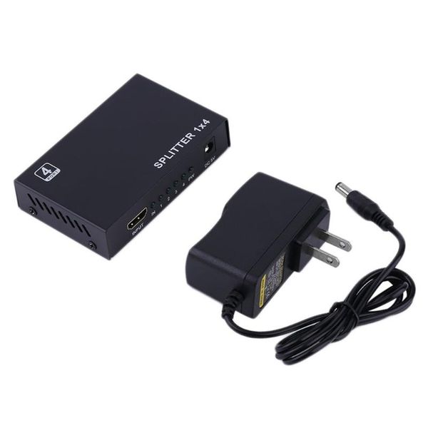 

black full hd 1x4 4 port female to female hub v1.3 3d 1080p hdmi splitter box us plug adapter