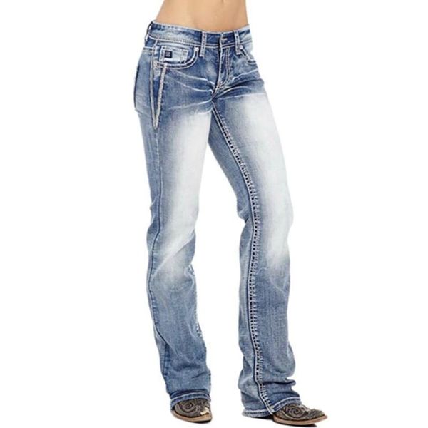 

women's jeans women casual plus size usa flag pattern bleached denim pants clothing vintage button, Blue