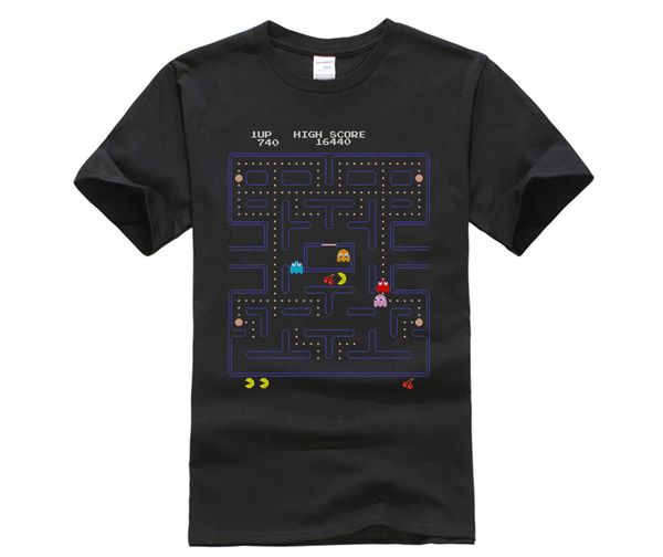 

pac man экран игры классические официальный pacman namco arcade game черный мужские футболки