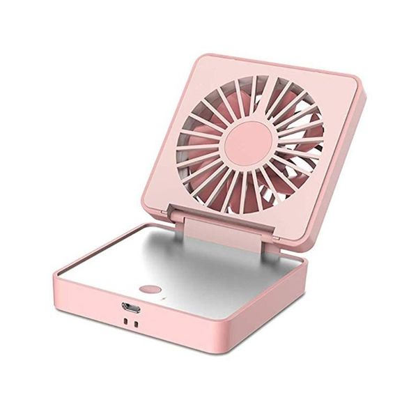 

portable mini fan 2 in 1 mini handheld fan fold vanity makeup mirror pocket usb rechargeable personal