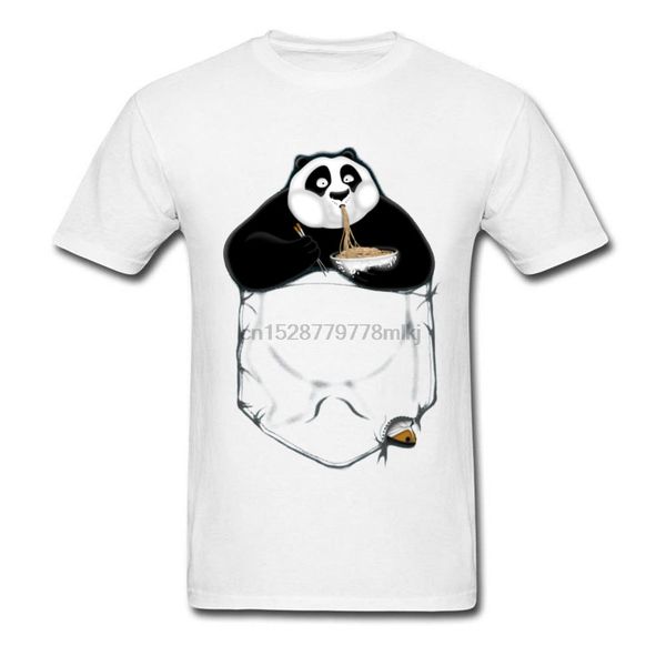 

pocket panda noodles design t shirts kung fu funny white tshirts oversized cute animal printed on t-shirts fool day clothes