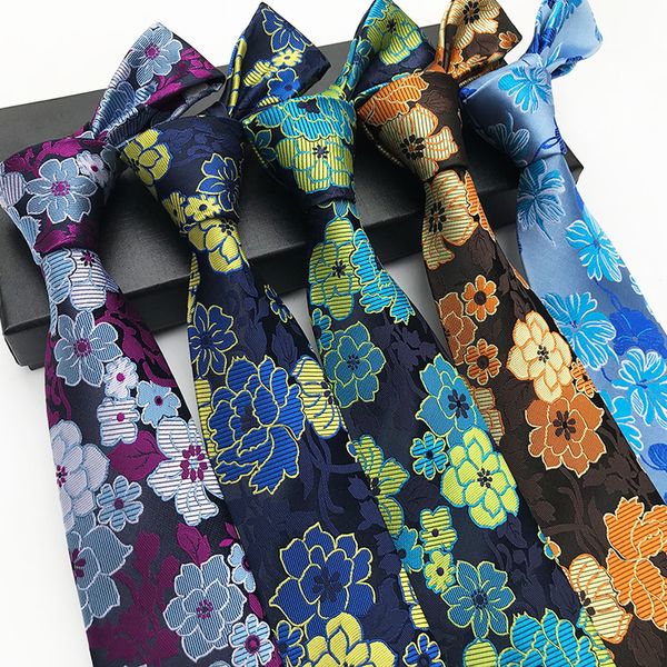 

classic 8cm men's ties floral paisley silk necktie jacquard woven neck ties for men classic business wedding party neckwear, Black;gray