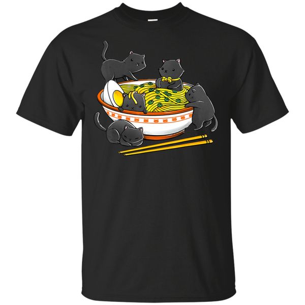 

kawaii anime cats shirt japanese ramen noodles black t-shirt m-3xl style tee shirt