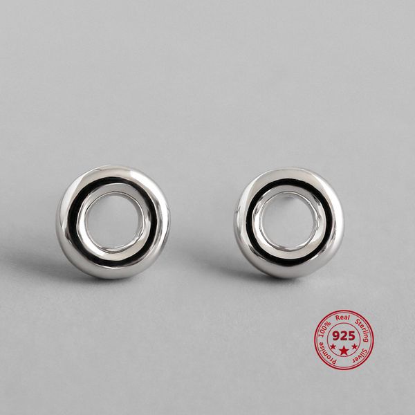 

other minimalist genuine 925 sterling silverfashion jewelry earrings circular middle hollow simple wild donut for women's, Golden;silver