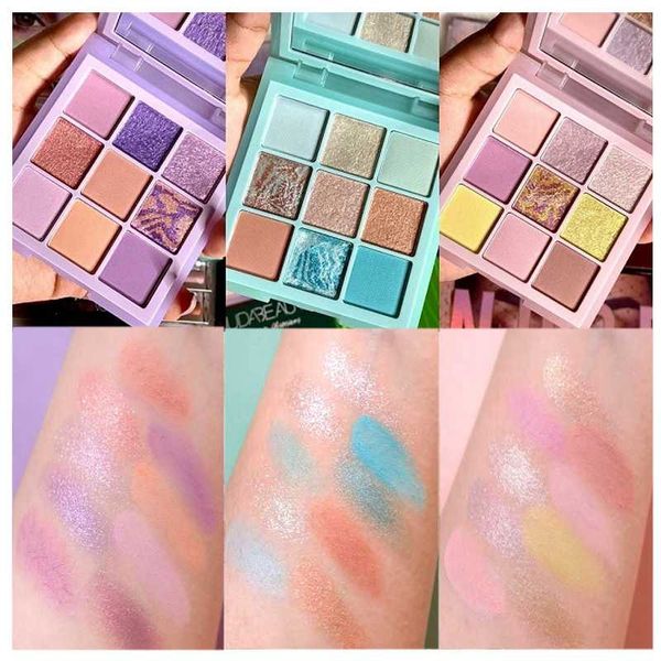 

pastel eyeshadow palette waterproof long-lasting shimmer shiny pigemented powder 9 color eye shadow matte rose eyes makeup