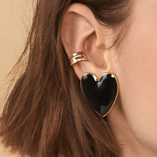 

street style 4 color bohemian love heart stud earrings for women cute statement earring korean jewelry anti-allergy wholesale, Silver