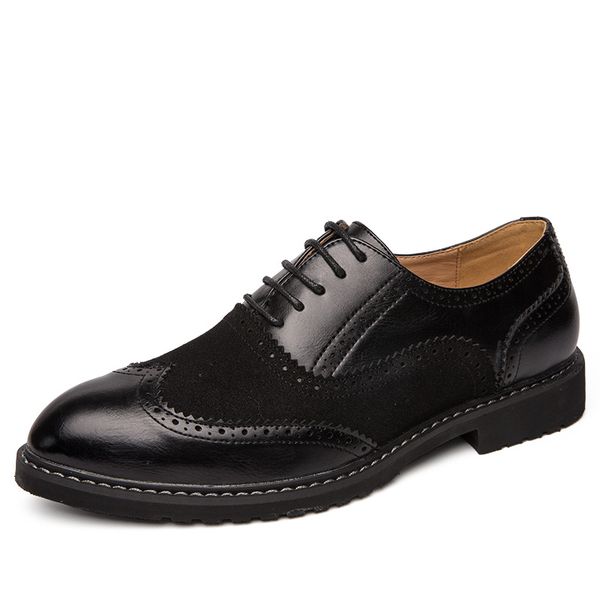 

dress shoes 2021 italian style men formal leather shoe gentleman suit wing tip full brogue wedding party oxfords zh100104, Black