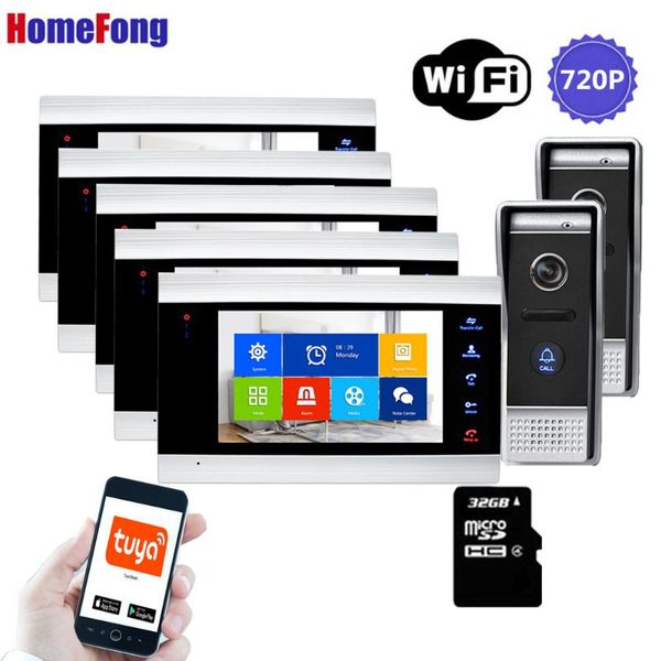 

video door phones [wide angle 100Â°]homefong 720p wireless phone doorbell with 7 inch monitor wifi multiple system call transfer