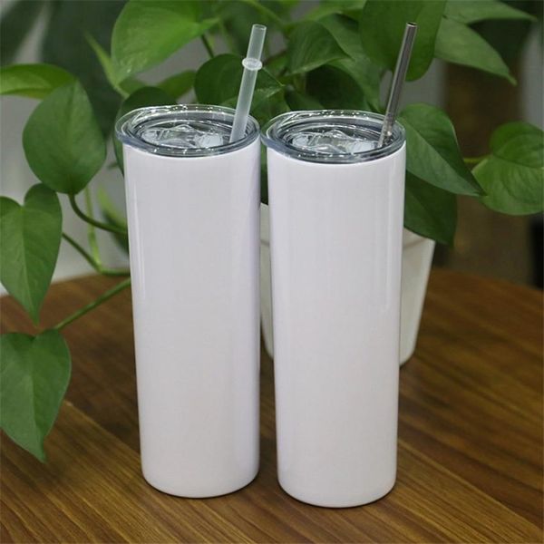 50pcs/Karton 20oz Sublimation Tumbler Edelstahl Kaffeetasse Doppelwand Isolierte Wein Tumbler mit Strohvaccum -Becher