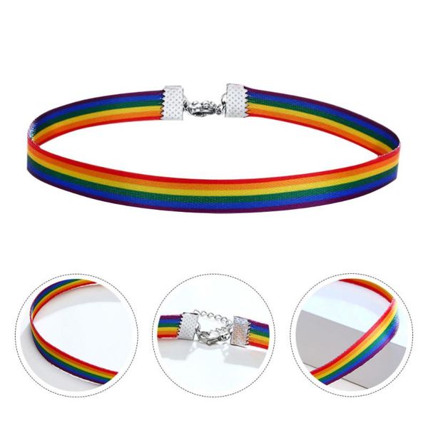 

1pc fashion rainbow necklace clavicle ribbon choker simple styled collar, Silver