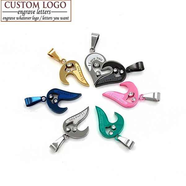 

aziz bekkaoui heart couple necklace 316l stainless steel lovers necklaces & pendants broken heart pendant engraved name necklace, Silver