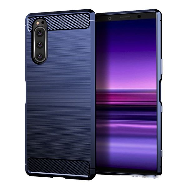 

carbon fiber texture slim armor brushed tpu case cover for sony xperia 2 20 xz5 xa4 100pcs/lot