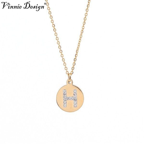 

vinnie design jewelry gold initial letter pendant necklace with 45cm link chain, Silver