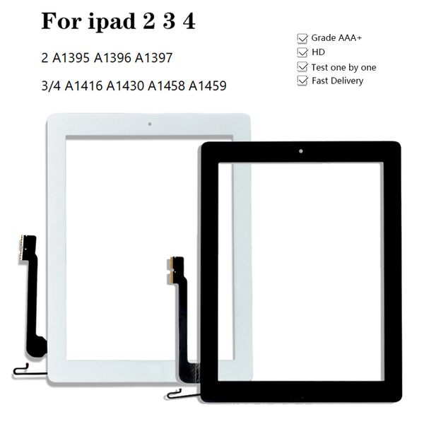 Para iPad 2/3/4 tela sensível ao toque A1395 A1396 A1397 A1416 A1430 A1458 A1459 tela sensível ao toque digitalizador painel de vidro