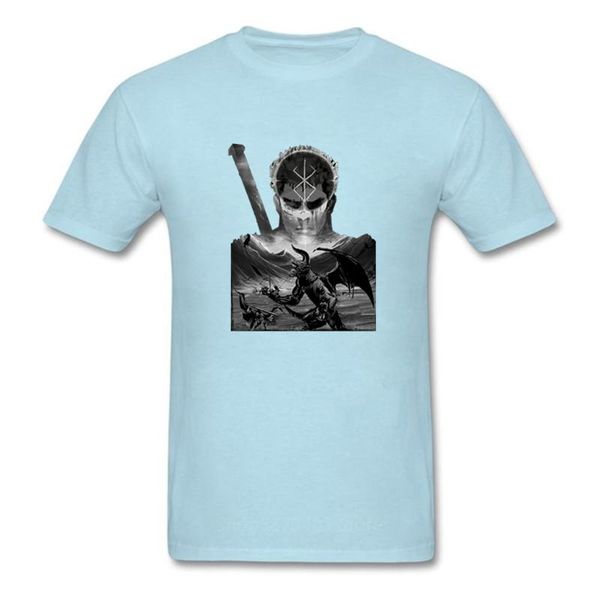 

berserk guts skull knight black japan anime manga men's 100% cotton t-shirt graphic tees plus size xs-3xl