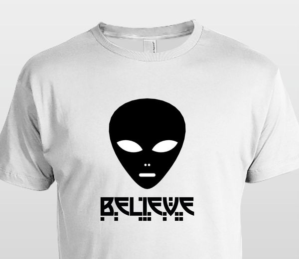 

2019 new summer tee shirt believe t shirt alien space man spaceship cool t-shirt