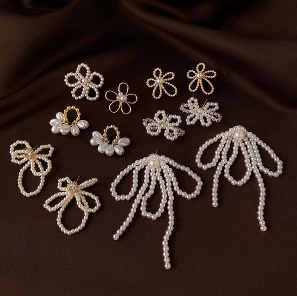 

2020 new fashion luxury designer earrings with pearl stone sterling silver needle stud earrings for women jewelry gift ing, Golden;silver