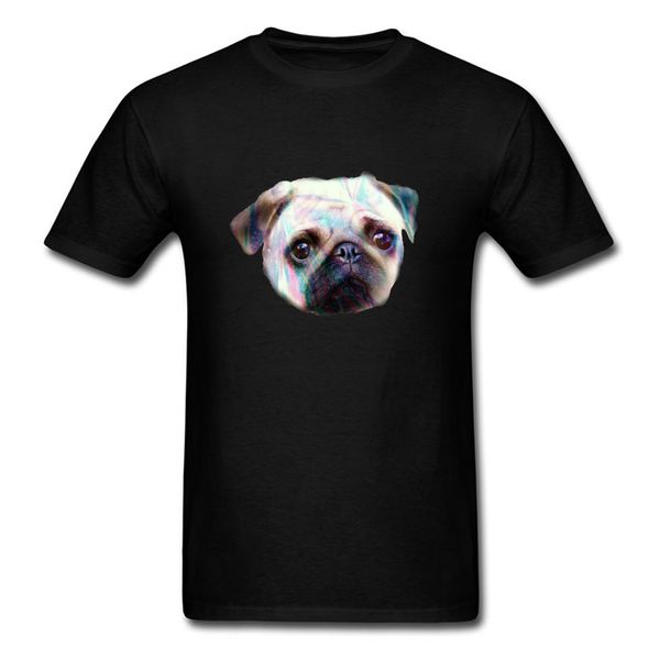 

2018 summer men black t-shirt colorful pug in the sunshine art design mens cotton t shirt hip hop streetwear custom