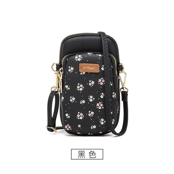 

small new pu leather mini bags women flower print summer women shoulder bags elegant black cross body phone