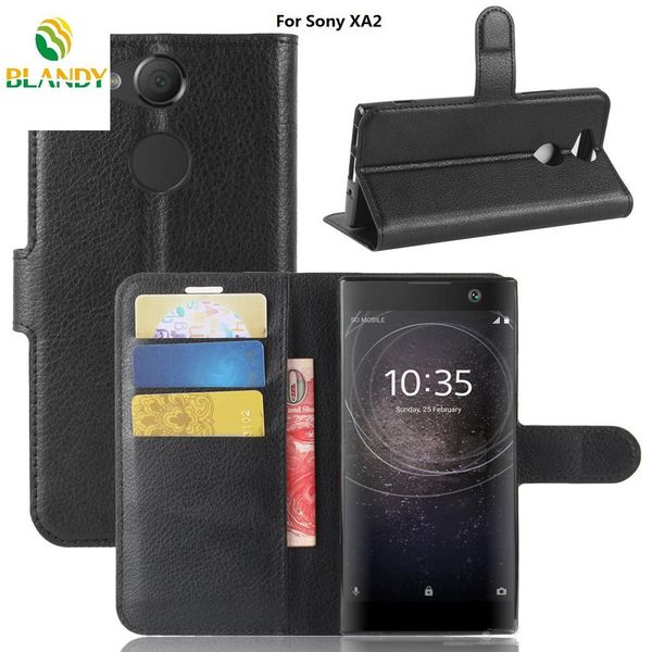 

for sony xa2 ultra litchi lychee wallet leather cover stand with card holder case for samsung a8 a8 plus 2018