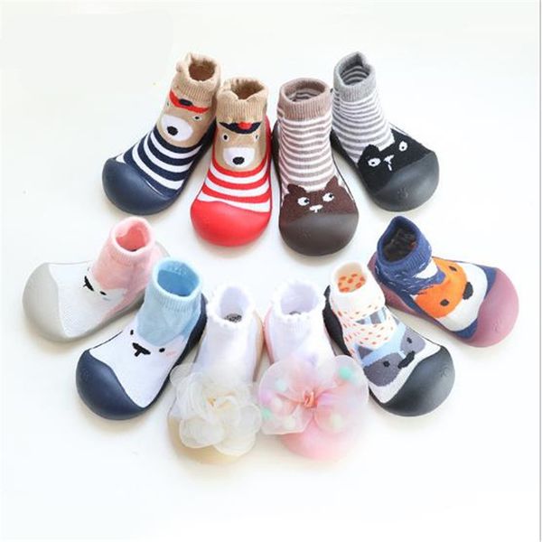 

baby girl boy attipas same design sneaker soft comfortable cartoon first walkers brand anti-slip toddler rubber socks shoes