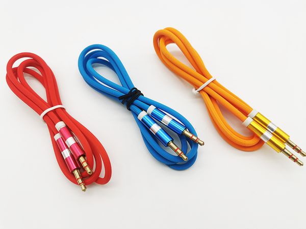 

1m/3ft od 3.8 3.5mm fine lines silver ring plug male to male aux audio cable via dhl 100